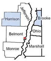 A map of the state of indiana with locations marked.